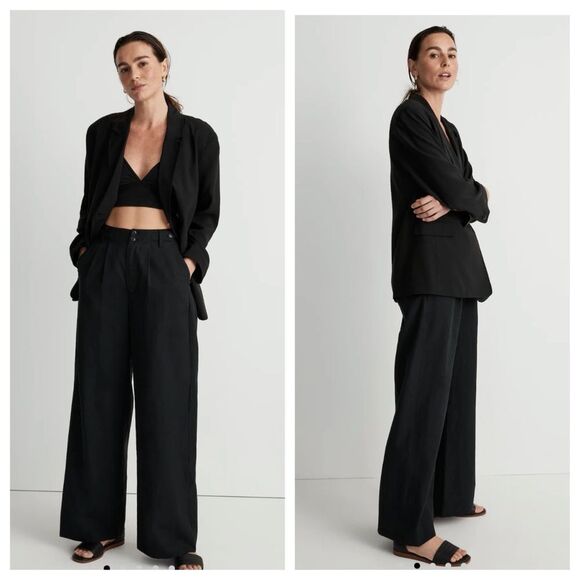 Madewell Relaxed Blazer in Softdrape Black Size L. NWT. - Picture 1 of 16